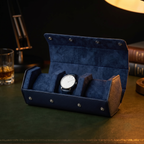 Étui Venetia bleu 3 montres vue d’ensemble