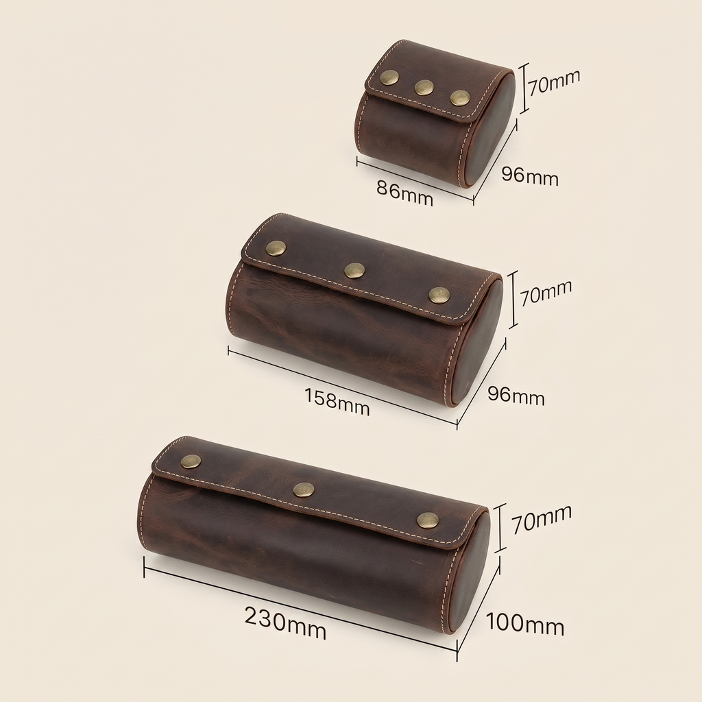 Étui cuir 2 montres vue d’ensemble voyage