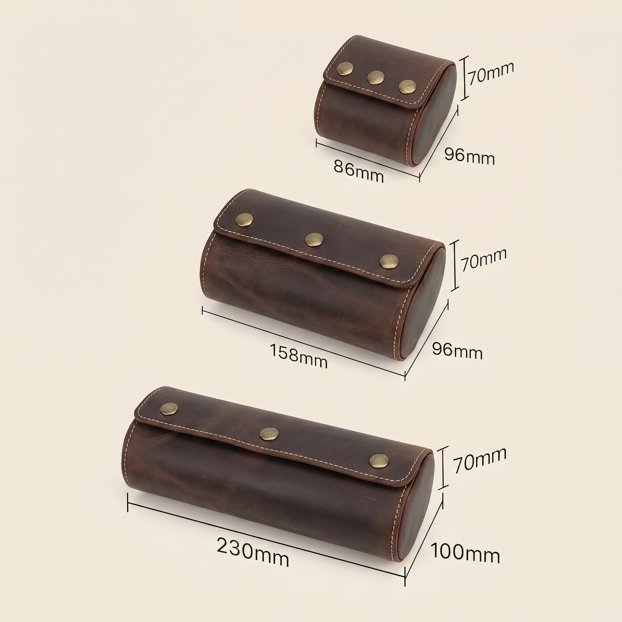 Étui cuir 2 montres vue d’ensemble voyage