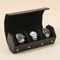 Étui cuir Saffiano noir 3 montres vue principale