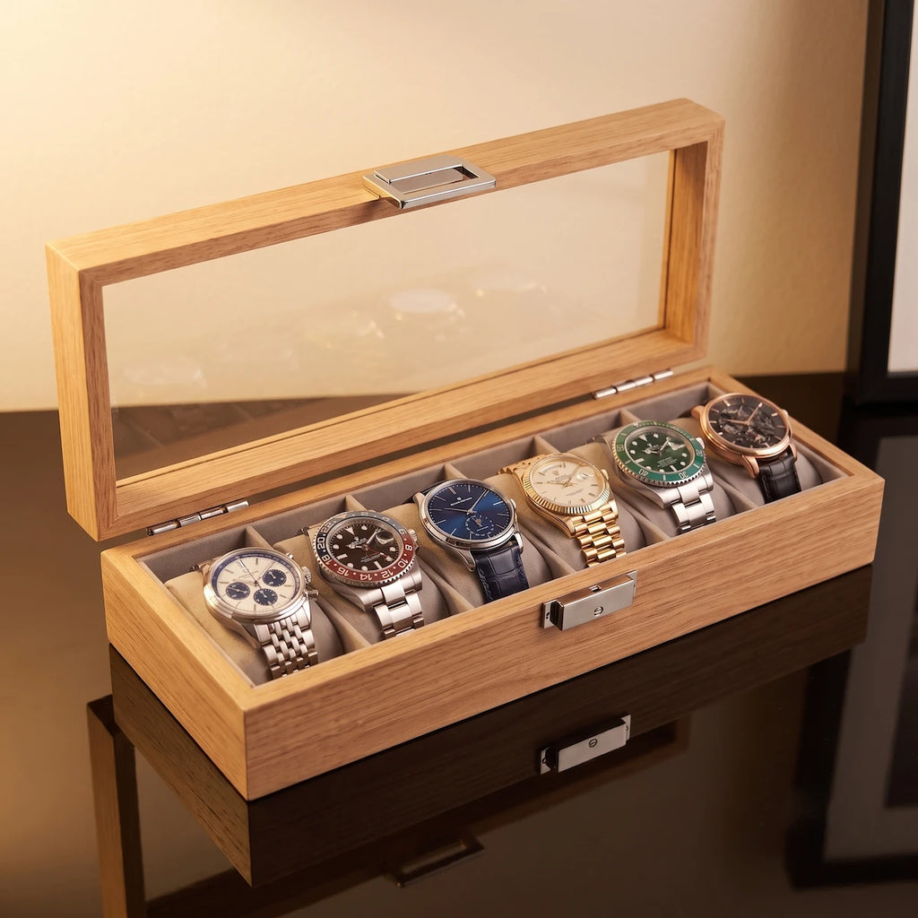 Boîte à Montres Bambou — 6 emplacements