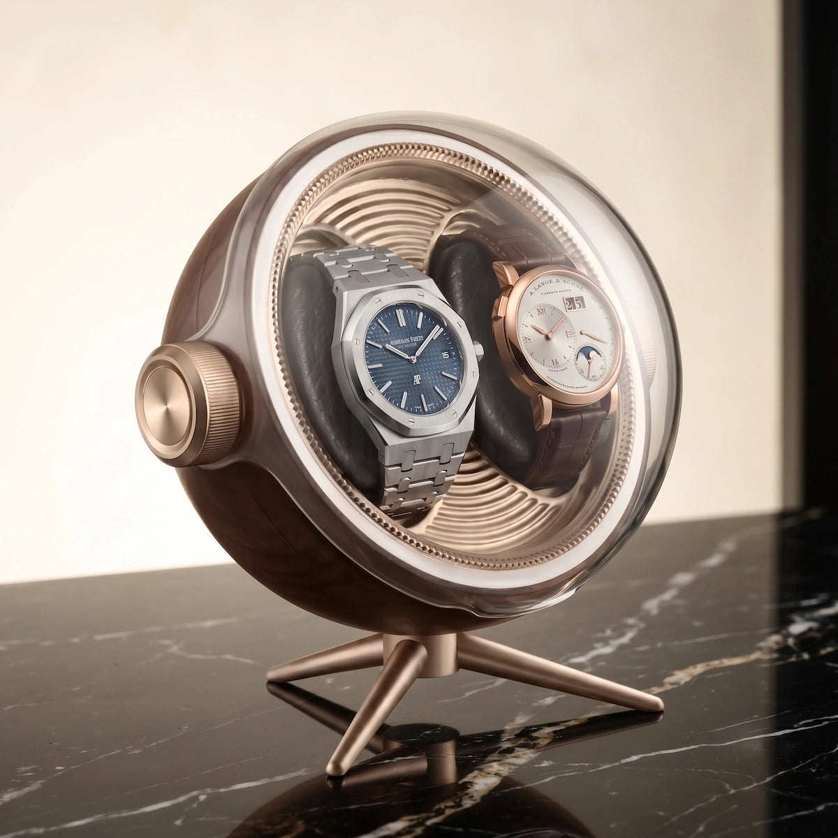 Remontoir Sphère Duo - 2 montres, dôme transparent
